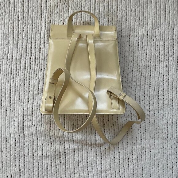 Lamarthe Sleek Cream Leather Backpack - Picture 4 of 5
